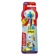 CEPILLO DIENTES MINIONS X 2 UNIDADES 6 AÑOS + COLGATE KIDS