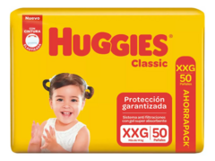 Huggies CLASSIC Talle XXG 50 unidades con CINTURA ELASTIZADA