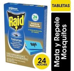 Tabletas RAID 24 HORAS Contra Mosquitos y Zancudos RÁPIDA ACCIÓN x 24 unidades