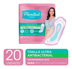 PLENITUD FEMME TOALLA ULTRA x 20 unidades TOALLA FEMENINA SIN ALAS ESCAPES LEVES A MODERADOS