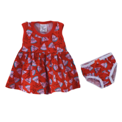 Vestido Bebê Estampado com Calcinha Tapa Fralda Algodão