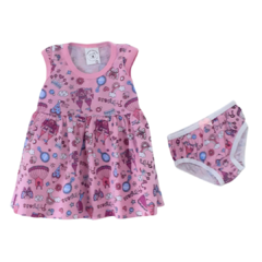 Vestido Bebê Estampado com Calcinha Tapa Fralda Algodão - comprar online