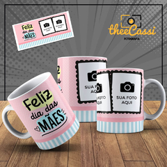 Caneca Personalizada- Feliz dia das mães com 2 fotos na direita