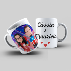 Caneca Caricatura com nome casal (2 pessoas)