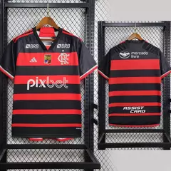 CAMISA FLAMENGO HOME (1) 2024/25 ADIDAS TORCEDOR MASCULINA COM PATCH E PATROCÍNIOS