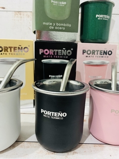 MATE PORTEÑO ACERO INOXIDABLE CON BOMBILLA - tienda online