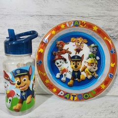 BLISTER PLATO + BOTELLA STRAW TOP PAW PATROL