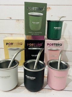 MATE PORTEÑO ACERO INOXIDABLE CON BOMBILLA en internet