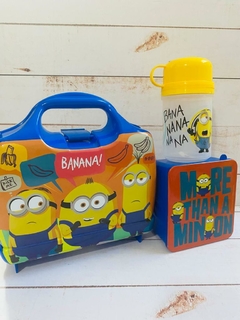 VALIJA LUNCHERA CON CAJA SANDWICH Y CANTIMPLORA MINIONS