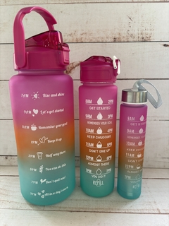 SET BOTELLA MOTIVACIONAL DEGRADE X3