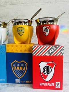 MATE PAMPA TRADICIONAL BOCA ABIERTA FUTBOL CON BOMBILLA - mayoristaserma