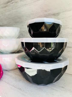 SET X 3 BOWLS FACETADOS CON TAPA CLASICO en internet