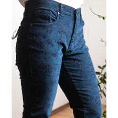 Calça de veludo florido azul