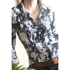 Camisa florida preta e branco - comprar online