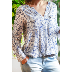 Camisa de crepe florida Shoulder