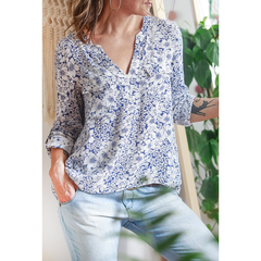 Camisa de crepe florida Shoulder