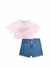 Conjunto Blusa Boxy Over detalhe em strass e Shorts em Jeans Belini - comprar online