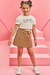 Conjunto de Blusa Boxy em Meia Malha com Short Saia em Sarja Power com Elastano