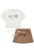 Conjunto de Blusa Boxy em Meia Malha com Short Saia em Sarja Power com Elastano - Lyllis Kids