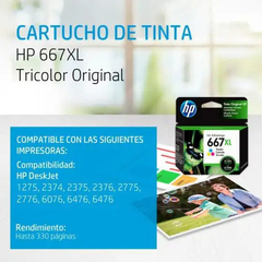 Combo Cartuchos Hp 667xl Negro + Color 2775 2778 2779 2336 en internet