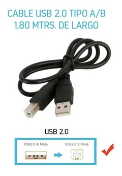 Cable Usb A/b 1.80m 2.0 Genérico Universal X 5 Unidades - tienda online