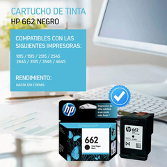 Combo Cartucho Hp 662 Negro + Color Garantia Oficial - comprar online