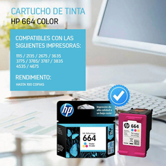 Cartucho Hp 664 Color F6v28al Original 1115 2135 2675 3775 en internet