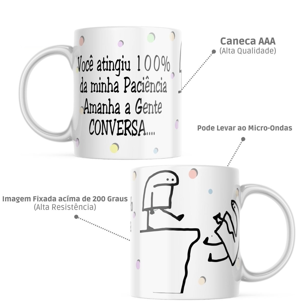 Caneca Florks Paciência é Meu Segundo Nome Meme Engraçado