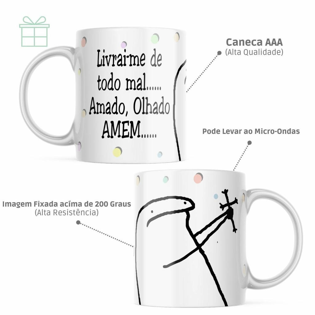 Caneca cerâmica personalizada presente flork frases engraçadas