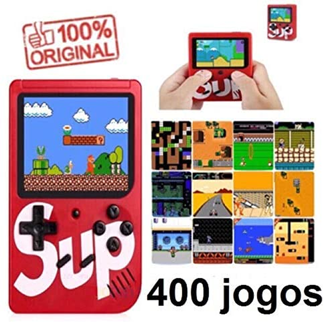 Mini jogo de vídeo portátil sup c/400 jogos + 1 controle para 2