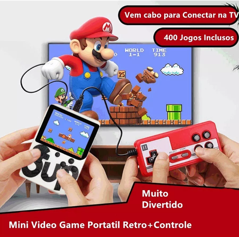 Mini Vídeo Game Portátil Retrô - 400 GAMES + Controle de BRINDE