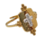 Anillo ajustable con placa y cruz acero dorado