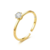 Anillo ajustable con cristal acero dorado - comprar en línea