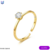 Anillo ajustable con cristal acero dorado en internet