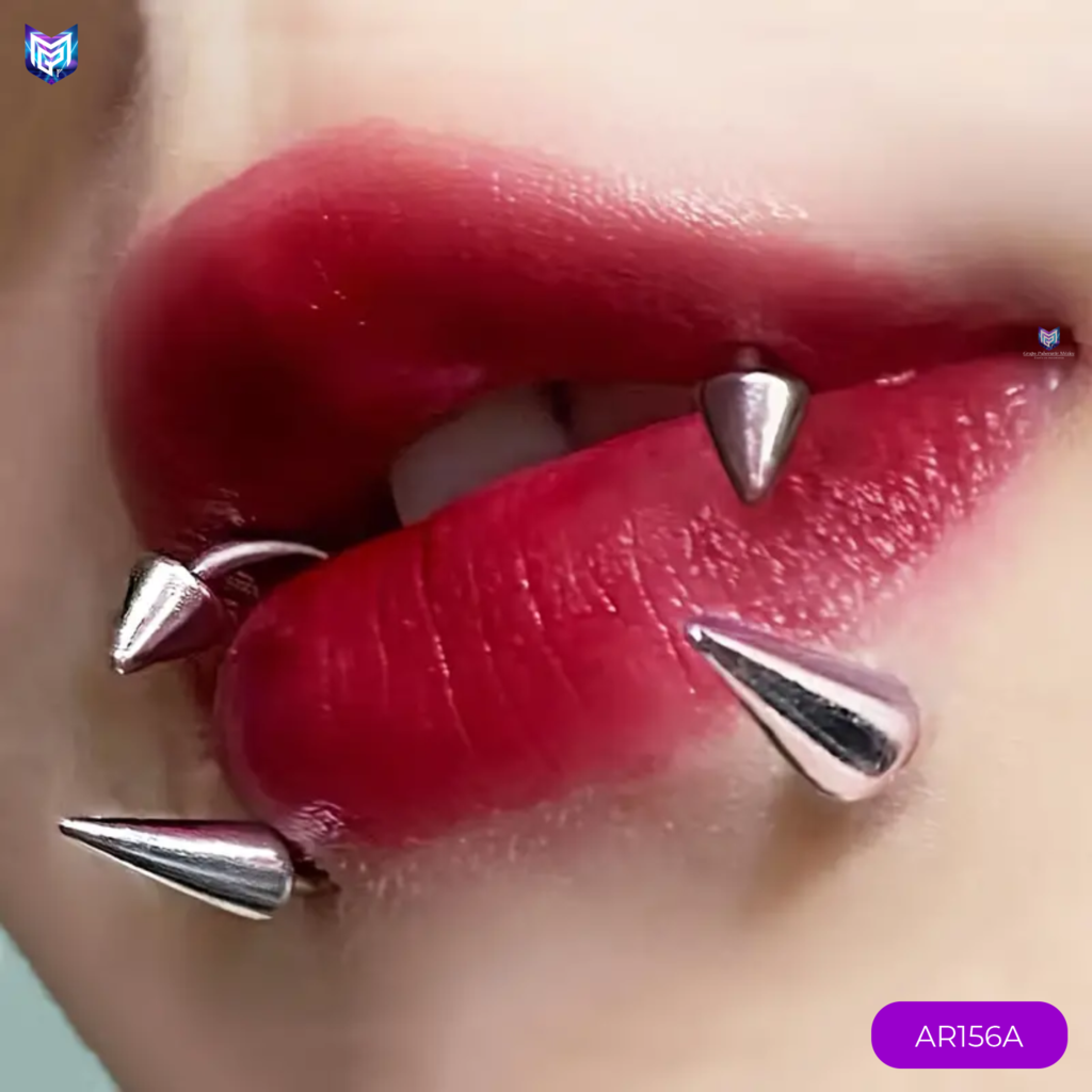 Piercing tipo cono para labio 10mm acero plateado