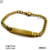 Pulsera infantil placa barbada acero dorado