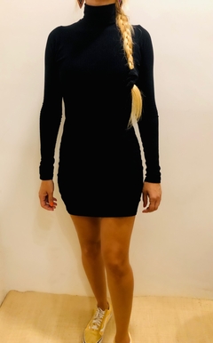 Vestido Canelado Preto Tamanho M