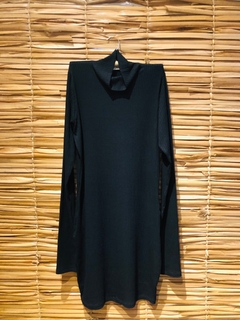 Vestido Canelado Preto Tamanho M - comprar online