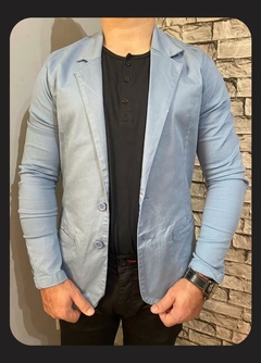 BLAZER SLIM FIT ACETINADO AZUL CLARO na internet