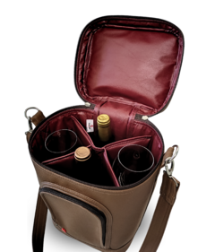 Bolsa para vinhos e taças Wine Bag chocolate com interior marsalla térmica - comprar online