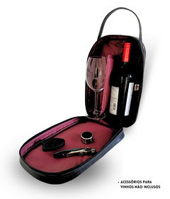 Imagem do Bolsa para vinhos e taças Slim Bag Preta com Marsalla térmica