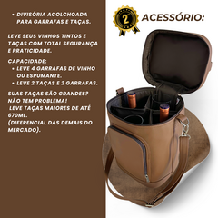 Imagem do Bolsa para vinhos e taças Wine Bag chocolate com interior café térmic