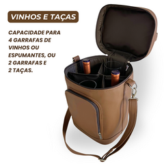 Bolsa para vinhos e taças Wine Bag chocolate com interior café térmic - comprar online