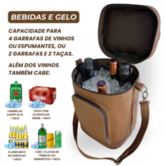 Bolsa para vinhos e taças Wine Bag chocolate com interior café térmic