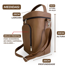 Bolsa para vinhos e taças Wine Bag chocolate com interior marsalla térmica - Thermisch Bag Store