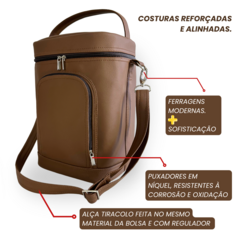 Bolsa para vinhos e taças Wine Bag chocolate com interior café térmic - Thermisch Bag Store