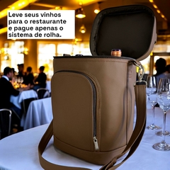 Bolsa para vinhos e taças Wine Bag chocolate com interior café térmic - loja online