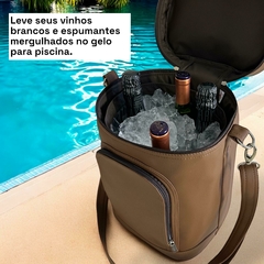 Imagem do Bolsa para vinhos e taças Wine Bag chocolate com interior café térmic