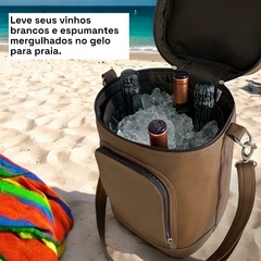 Bolsa para vinhos e taças Wine Bag chocolate com interior café térmic