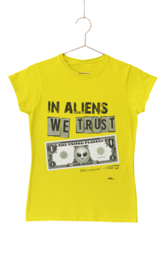 In aliens we trust - Quality T-Shirt feminina Aliencorp na internet